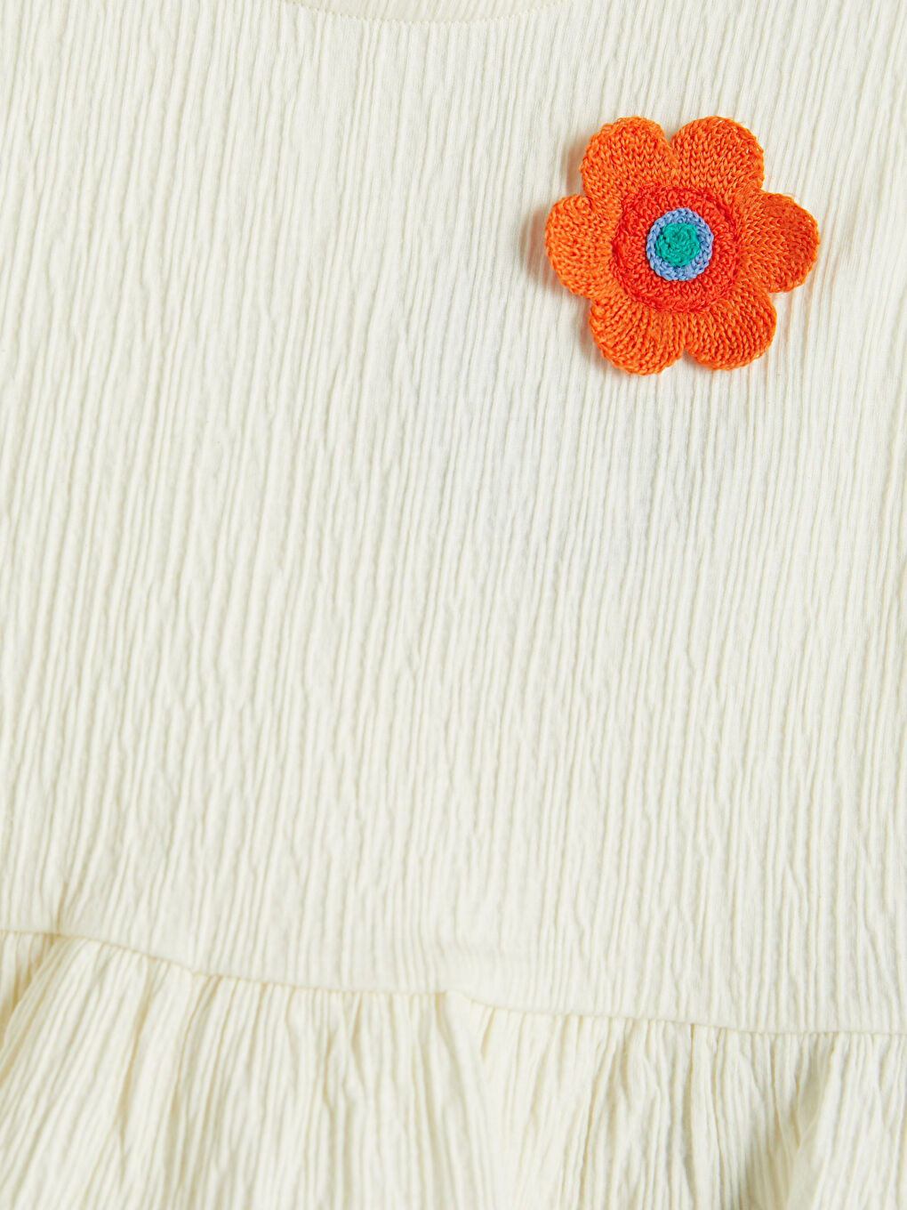 Ekru Çiçekli Kız Çocuk Takım-5