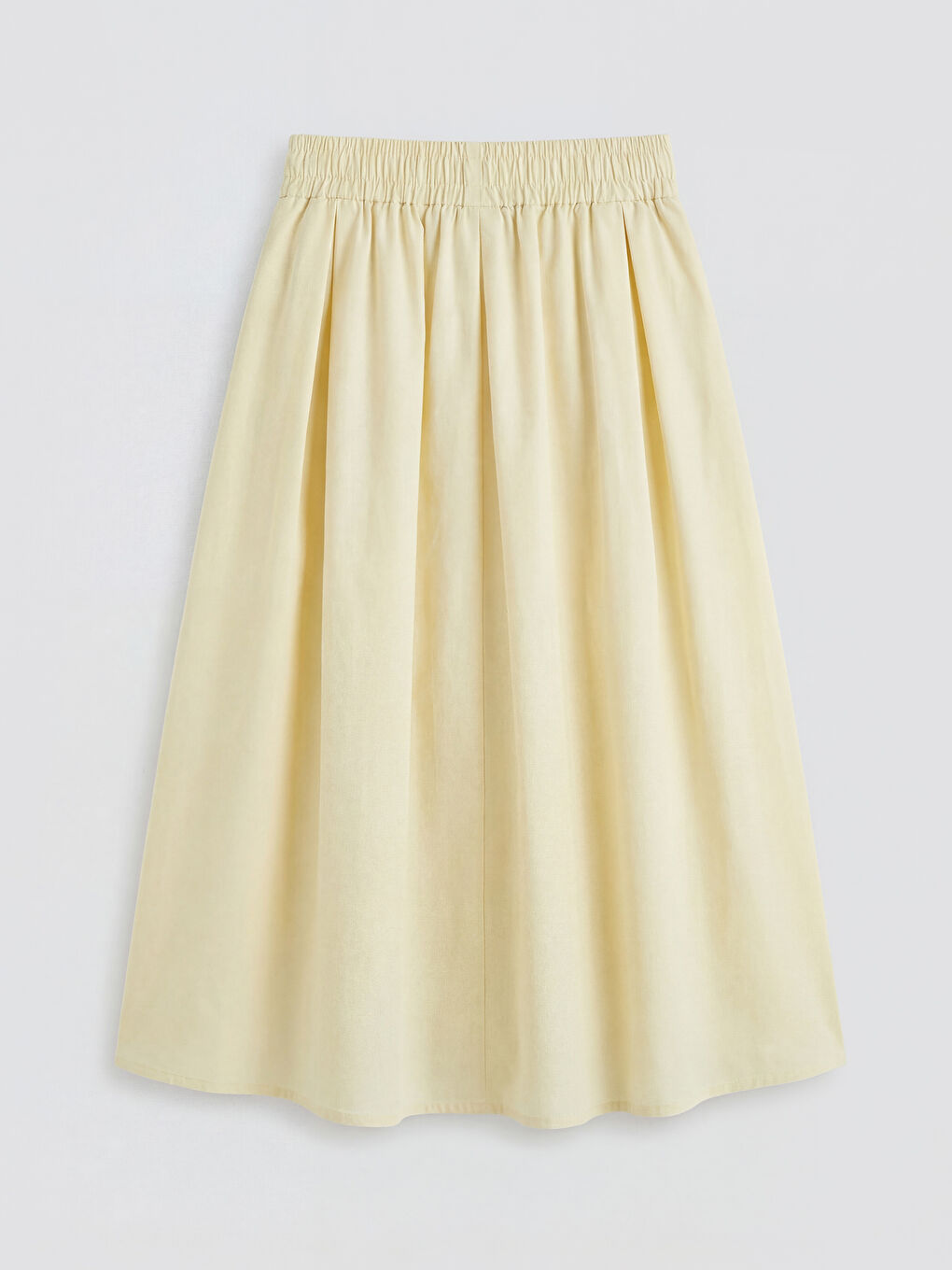 Sarı Beli Lastikli Poplin Pileli Etek-1