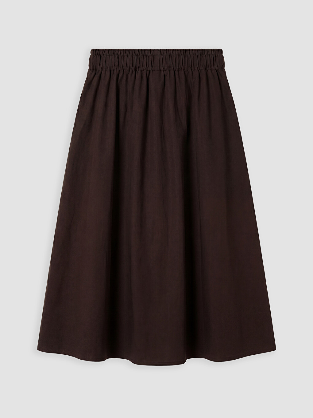 Kahverengi Beli Lastikli Poplin Pileli Etek-1