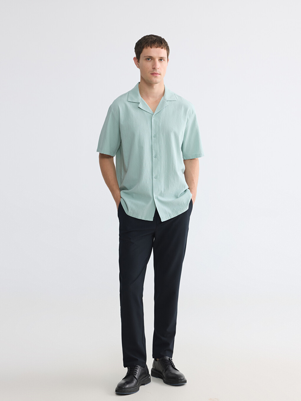 Regular Fit Men's Textured Shirt-2
