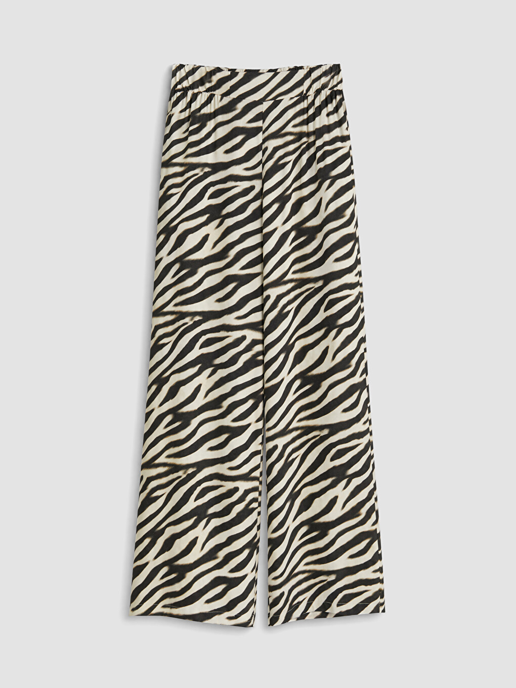 Kahverengi Beli Lastikli Zebra Desenli Kadın Pantolon