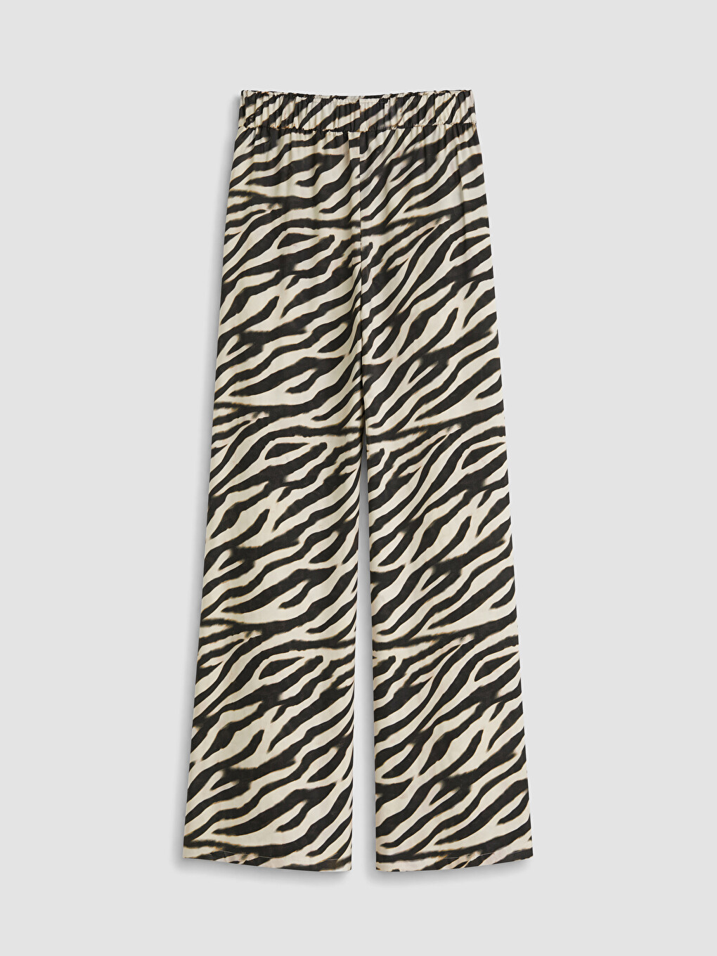 Kahverengi Beli Lastikli Zebra Desenli Kadın Pantolon-2