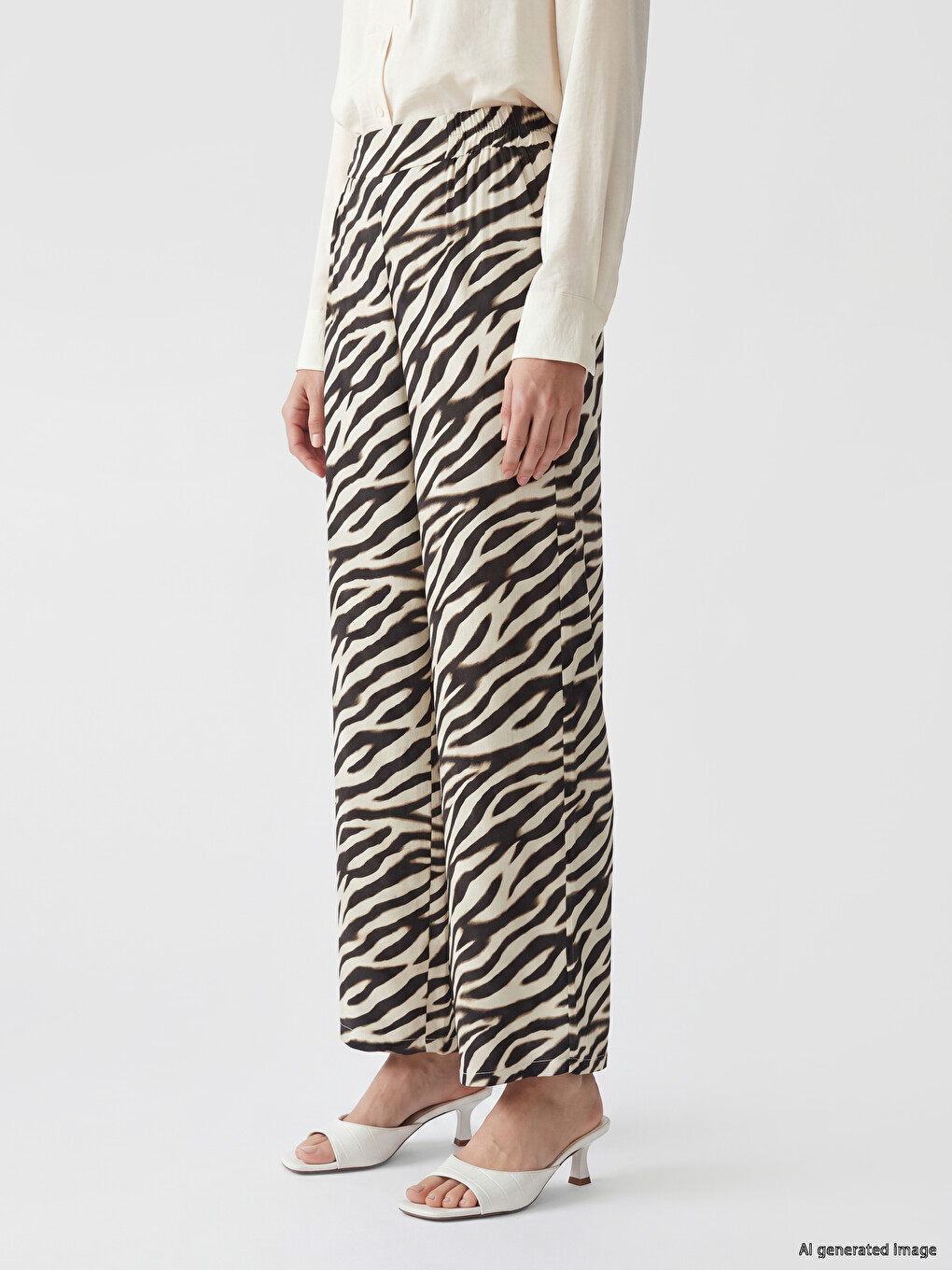 Ženske Pantalone Sa Elastičnim Strukom I Zebra Šarom-1