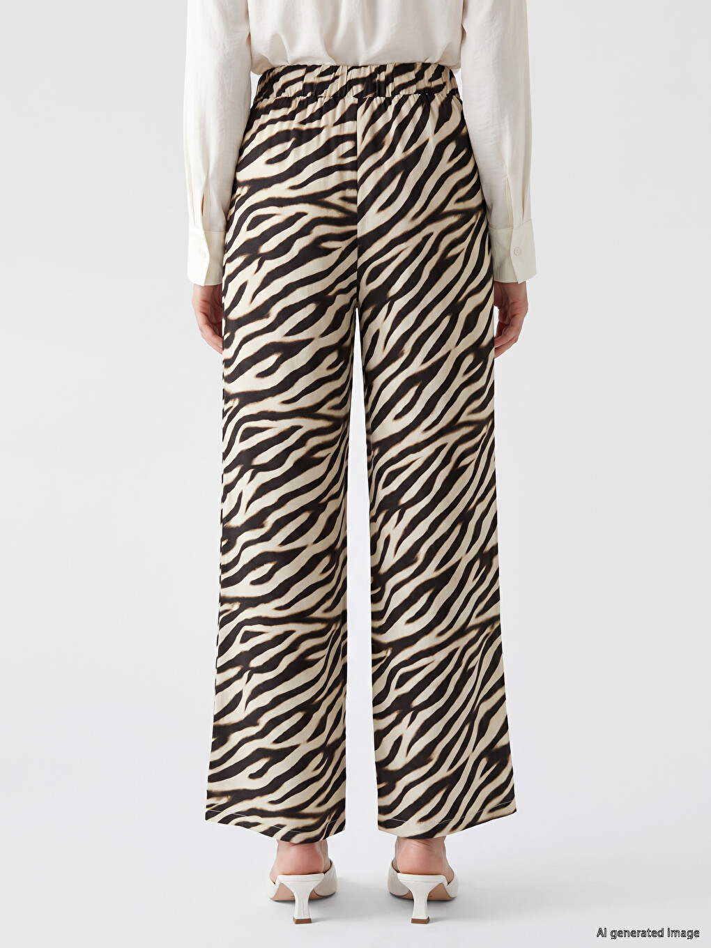 Ženske Pantalone Sa Elastičnim Strukom I Zebra Šarom-2