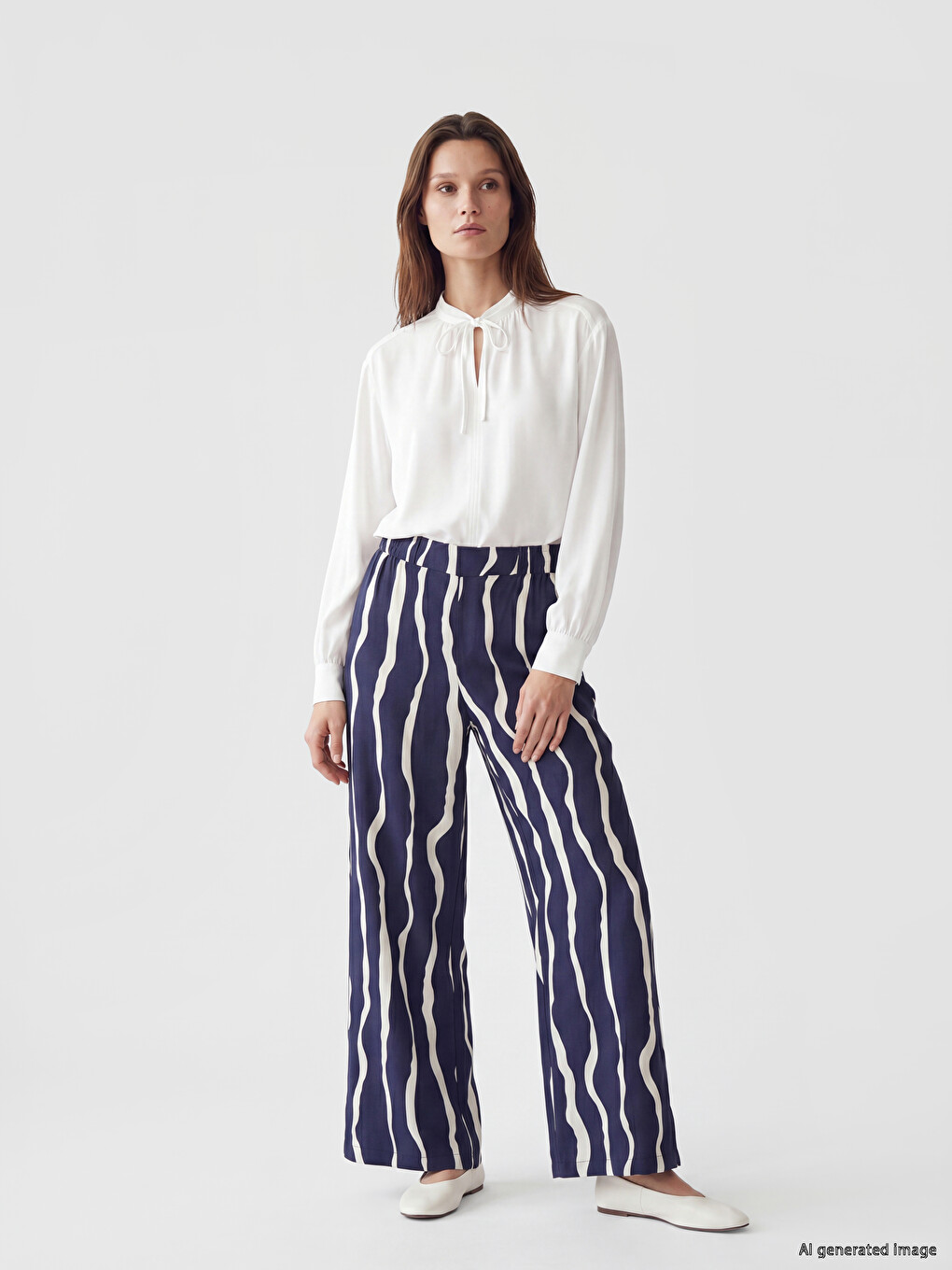Elastic Waist Patterned Women's Trousers