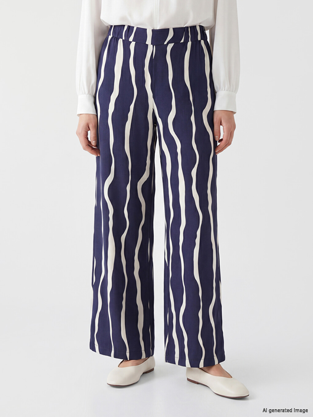 Elastic Waist Patterned Women's Trousers-1