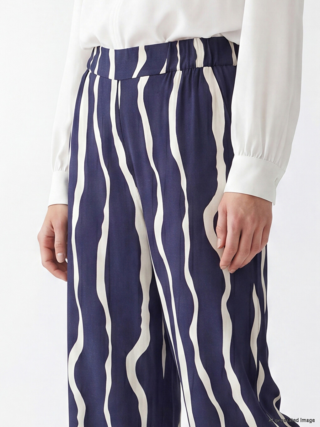 Elastic Waist Patterned Women's Trousers-2