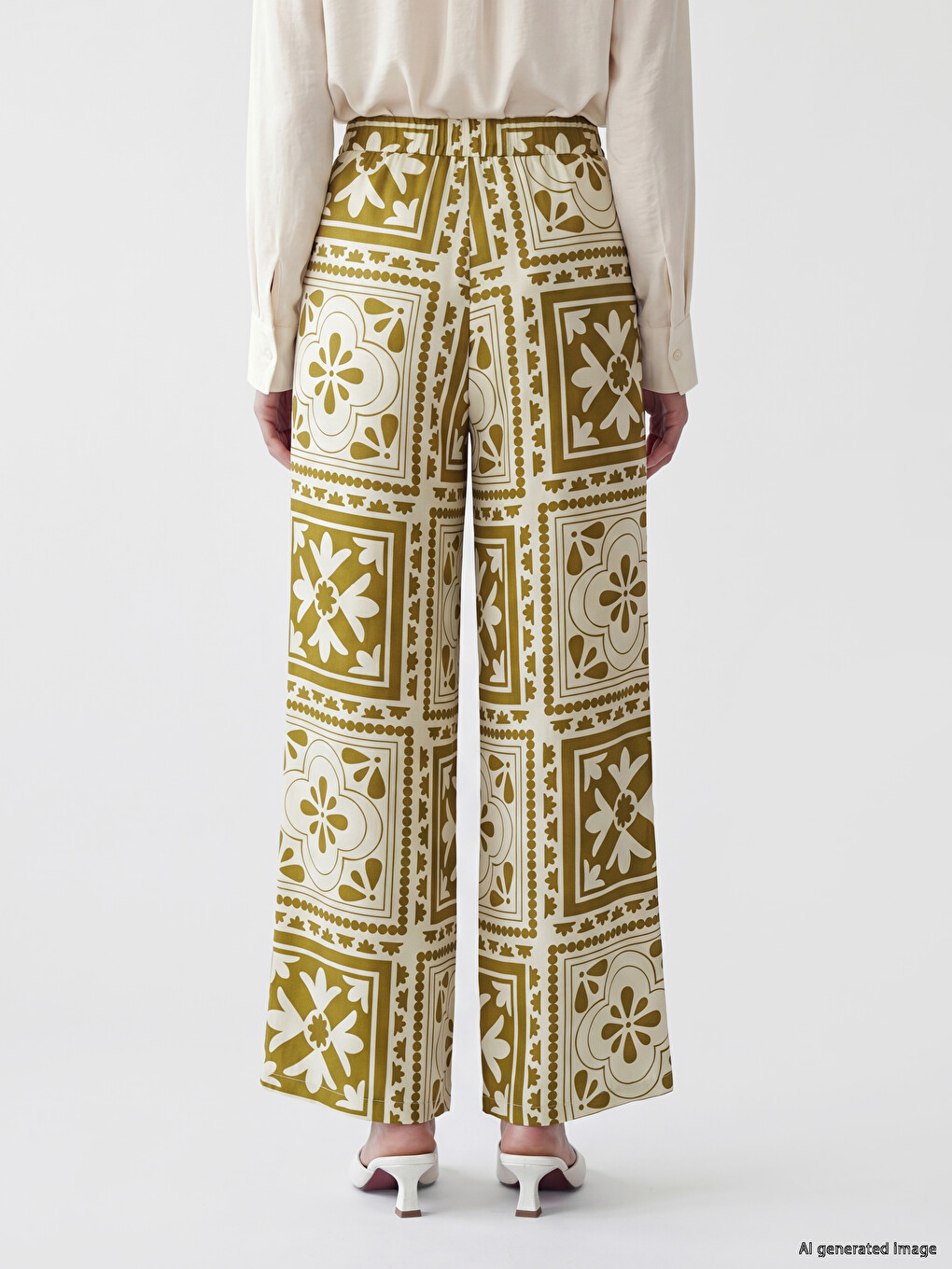 Elastic Waist Patterned Women's Trousers-2