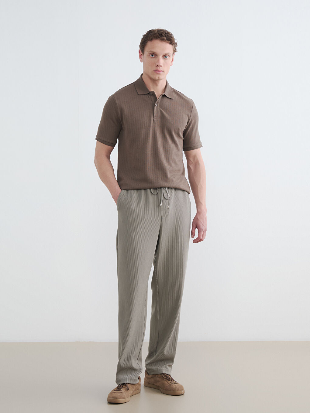 Yeşil Standart Kalıp Erkek Dokulu Pantolon