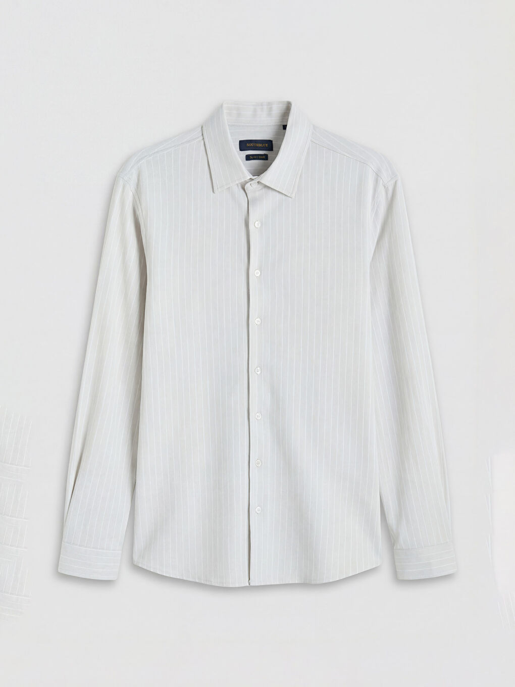 Bej Slim Fit Çizgili Erkek Gömlek