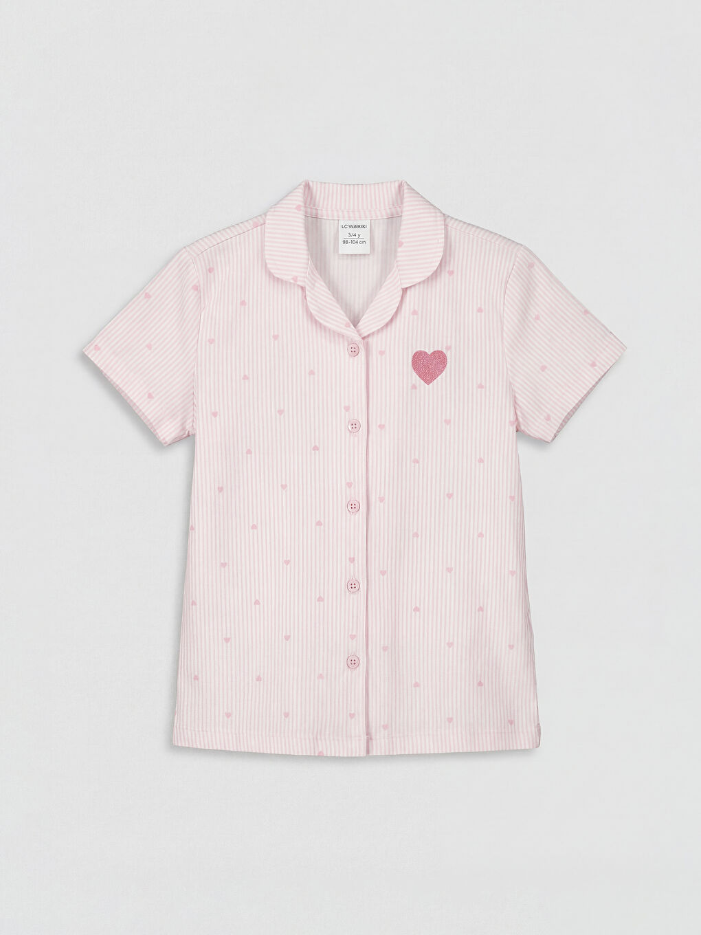 Pembe Gömlek Yaka Kız Çocuk Şortlu Pijama Takımı-1