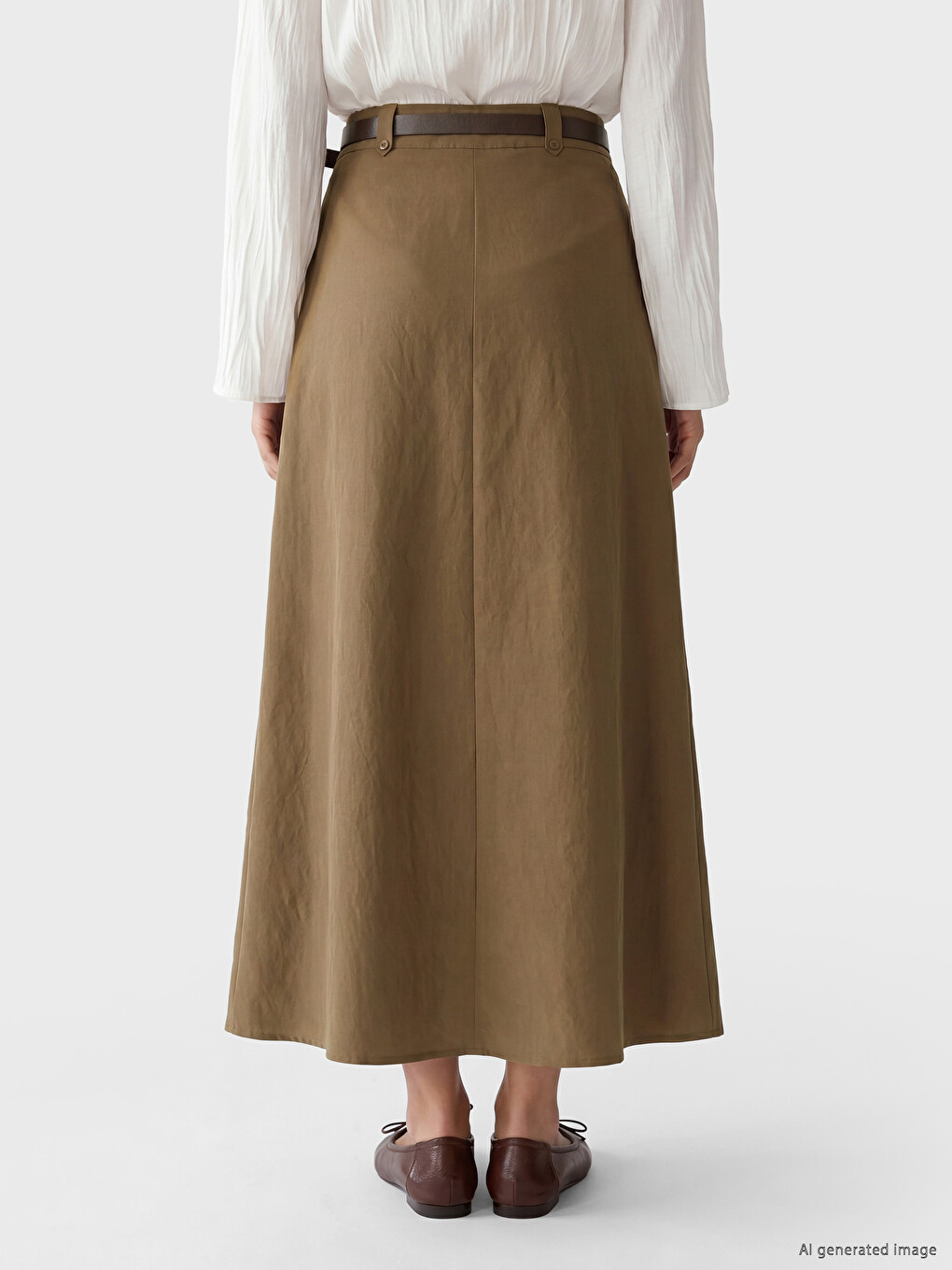 Belted A-Line Modal Blend Skirt-3