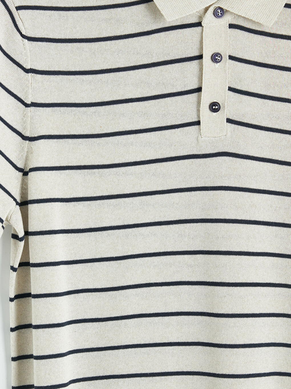 Lacivert Polo Yaka Çizgili Erkek Triko Tişört-2