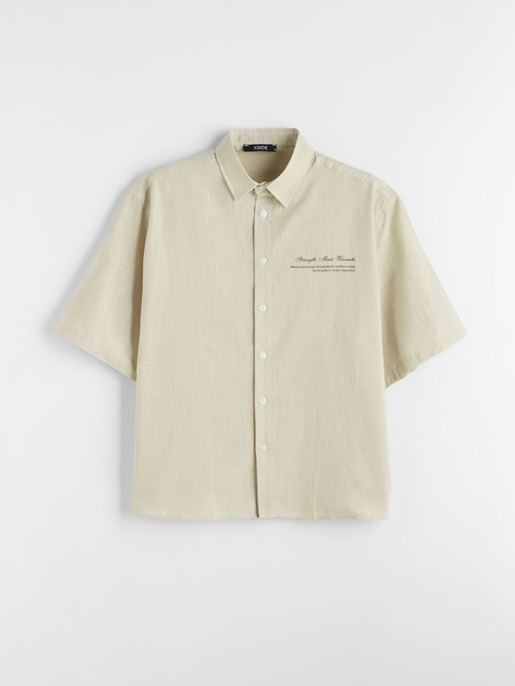 Bej Loose Fit Baskılı Erkek Gömlek-4