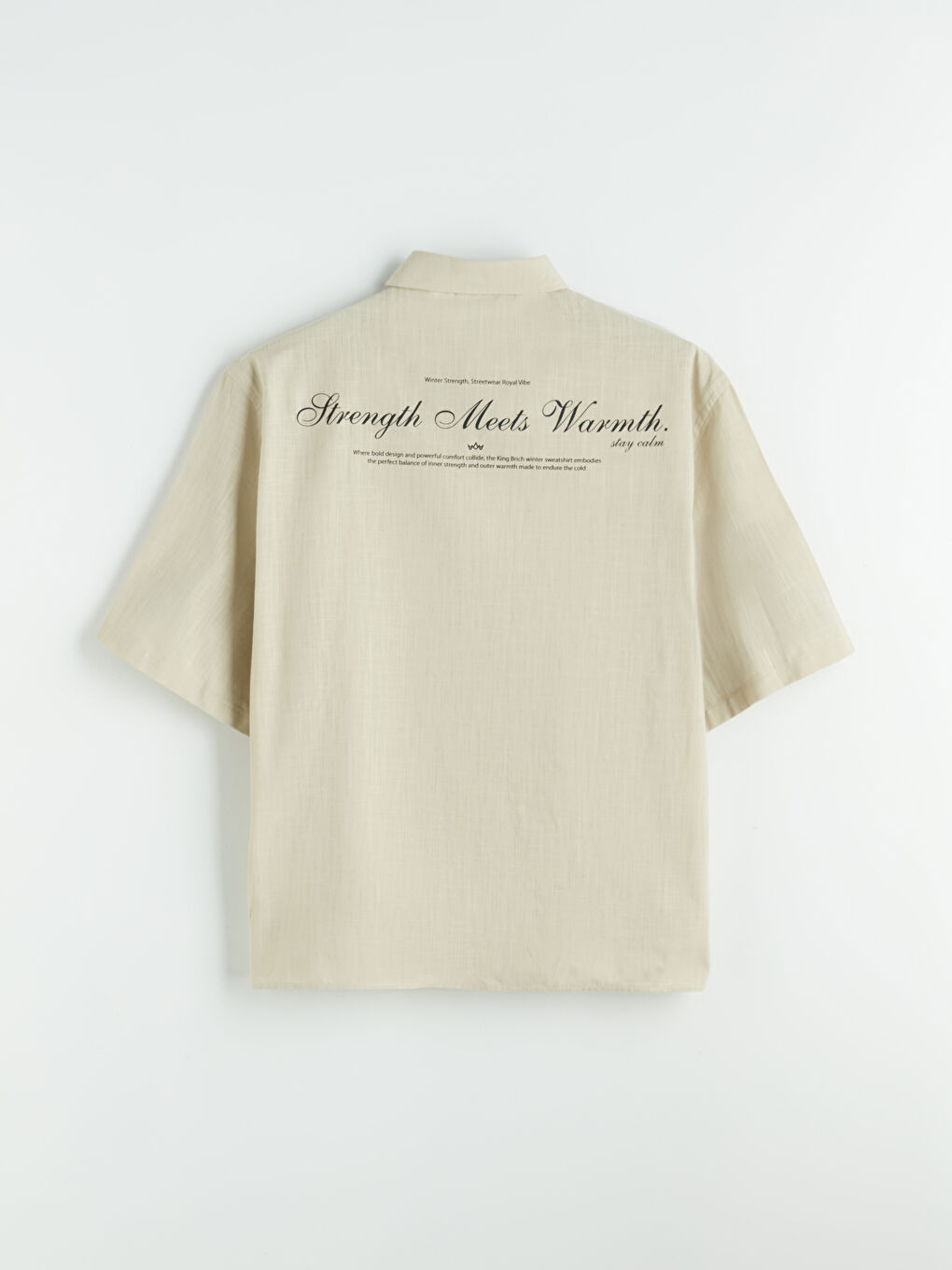 Bej Loose Fit Baskılı Erkek Gömlek-5