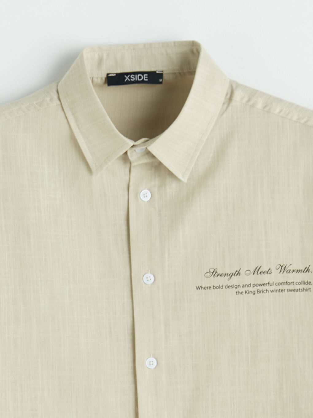 Bej Loose Fit Baskılı Erkek Gömlek-6