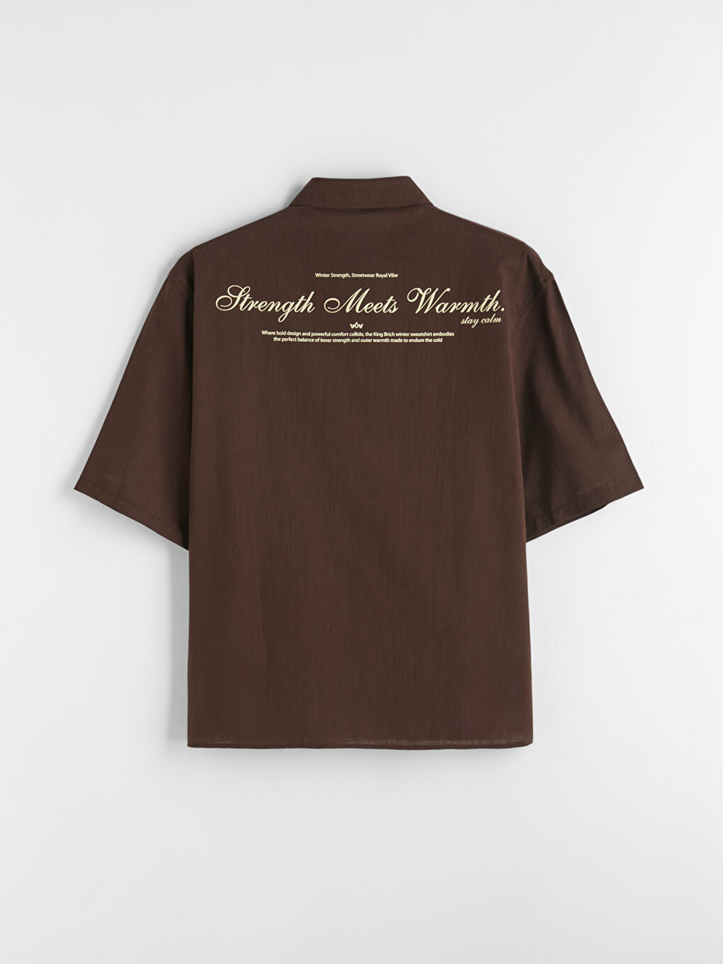 Kahverengi Loose Fit Çizgili Erkek Gömlek-1