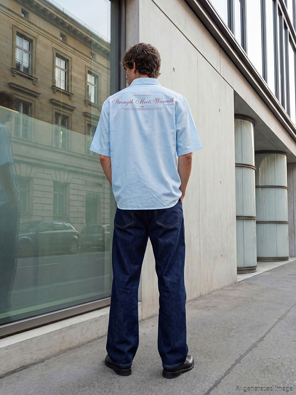 Mavi Loose Fit Çizgili Erkek Gömlek-1