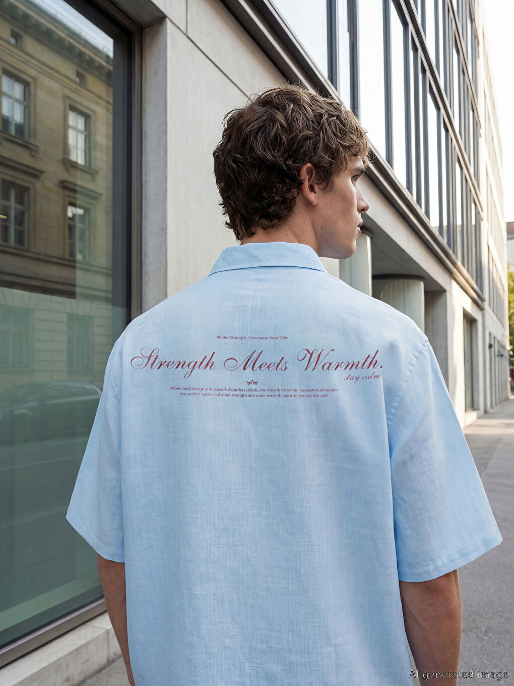 Mavi Loose Fit Çizgili Erkek Gömlek-2