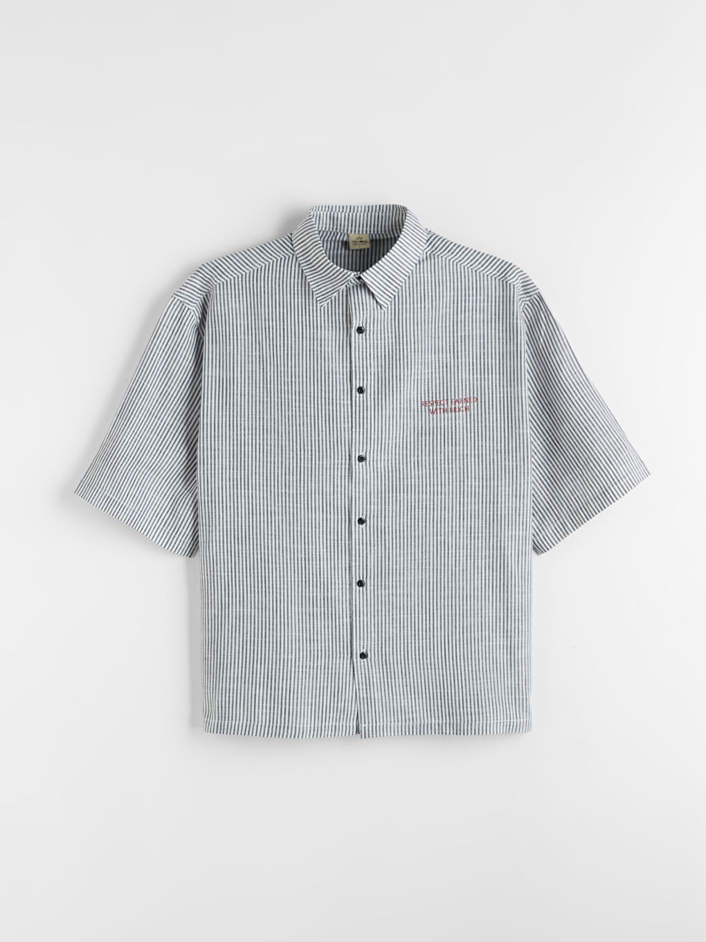 Siyah Loose Fit Çizgili Erkek Gömlek