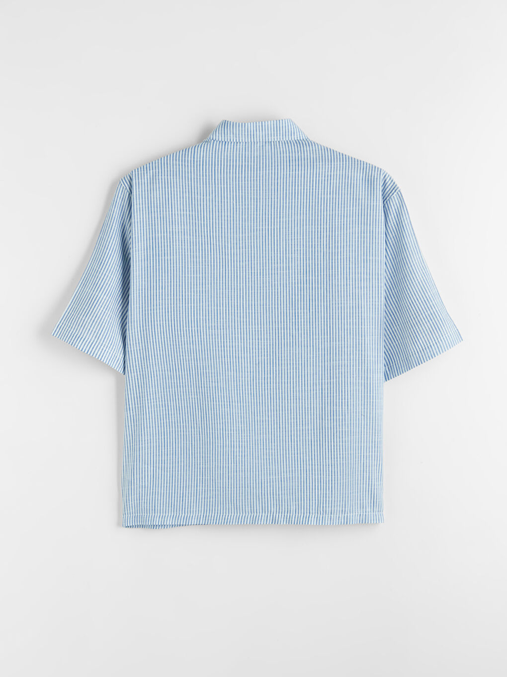 Mavi Loose Fit Çizgili Erkek Gömlek-1