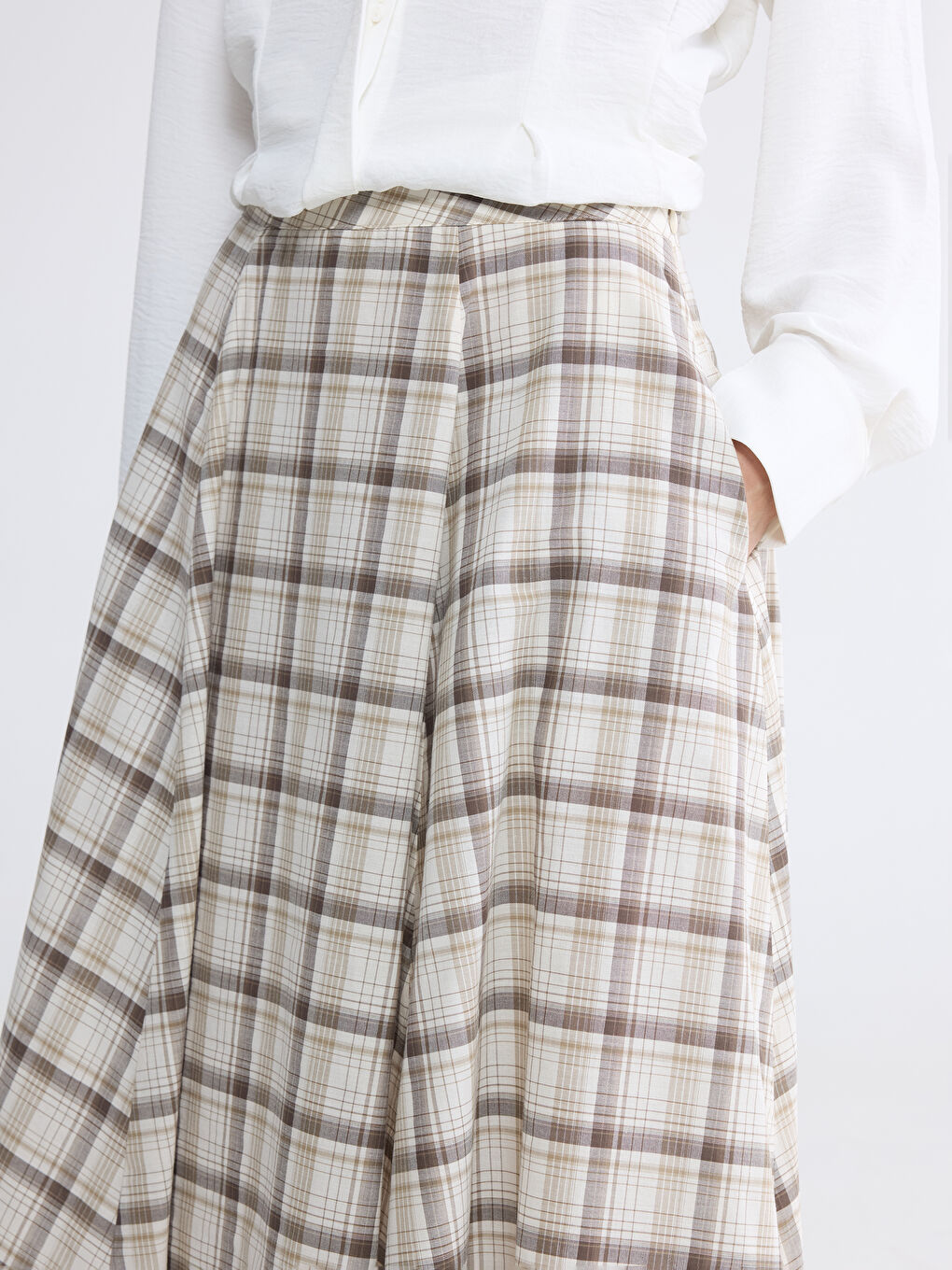 Kahverengi Ekose Kloş Etek-2