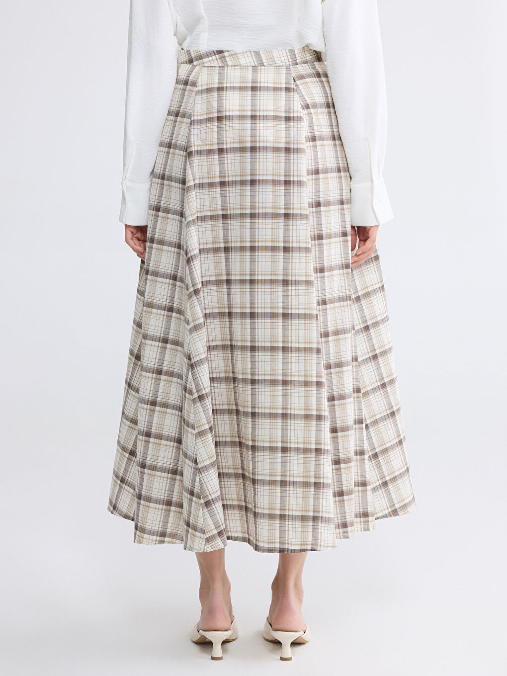 Kahverengi Ekose Kloş Etek-3