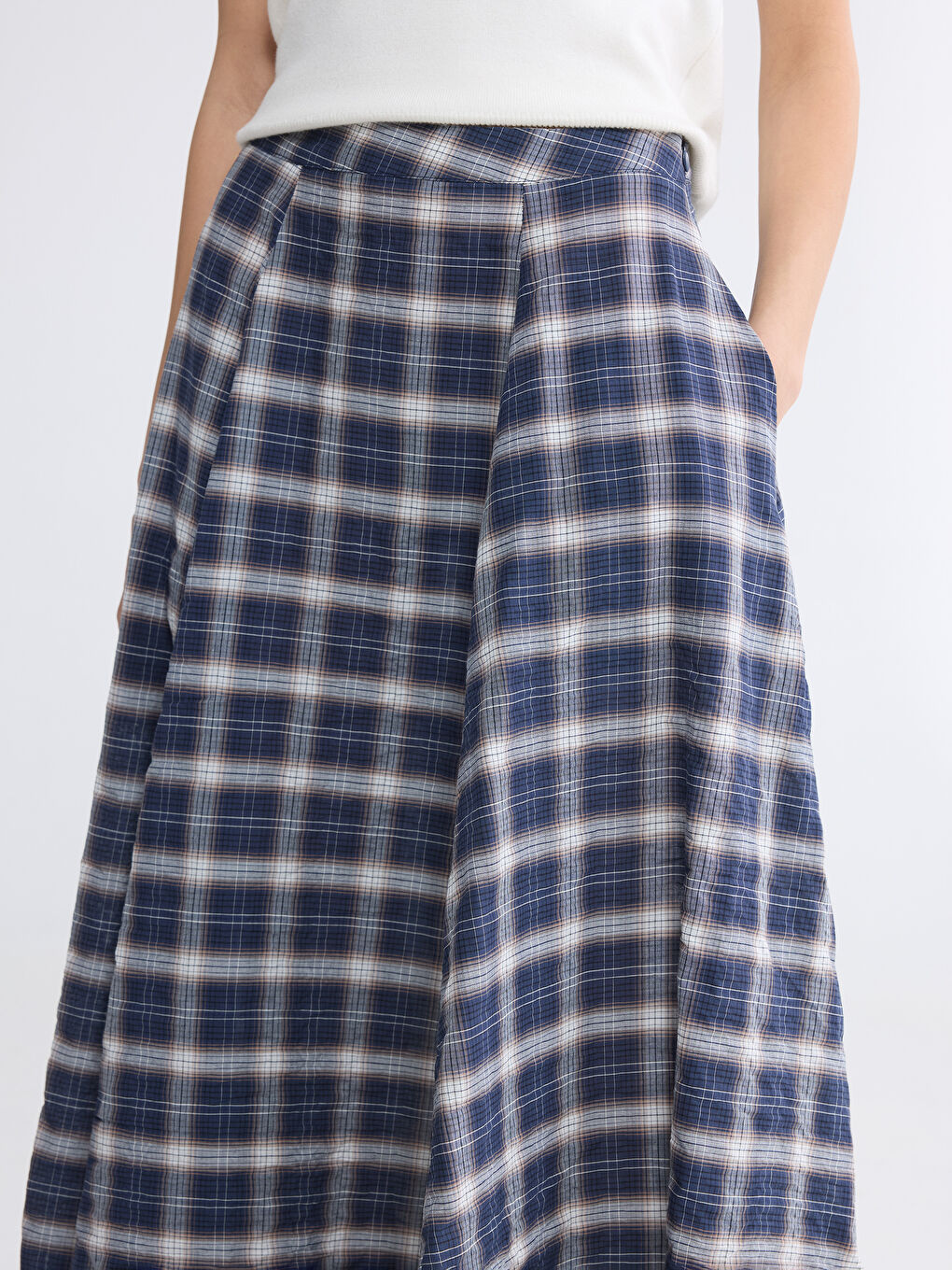 Lacivert Ekose Kloş Etek-2