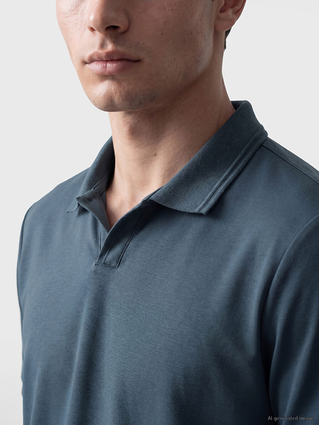 Mavi Polo Yaka Erkek Tişört-2