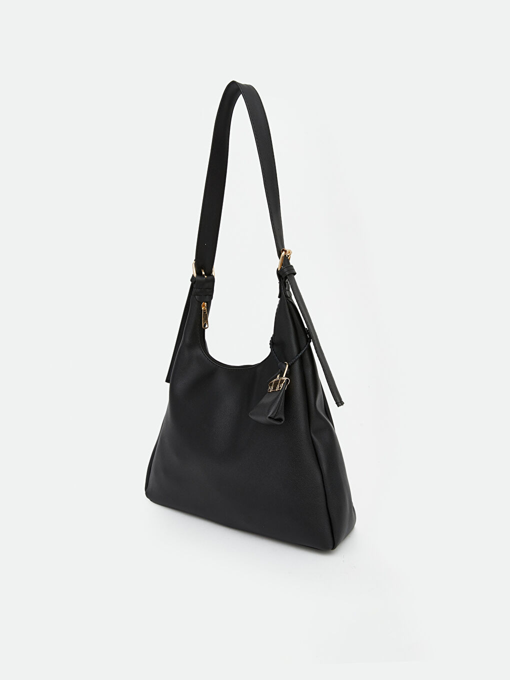 Siyah Deri Görünümlü Kadın Omuz Çantası-1