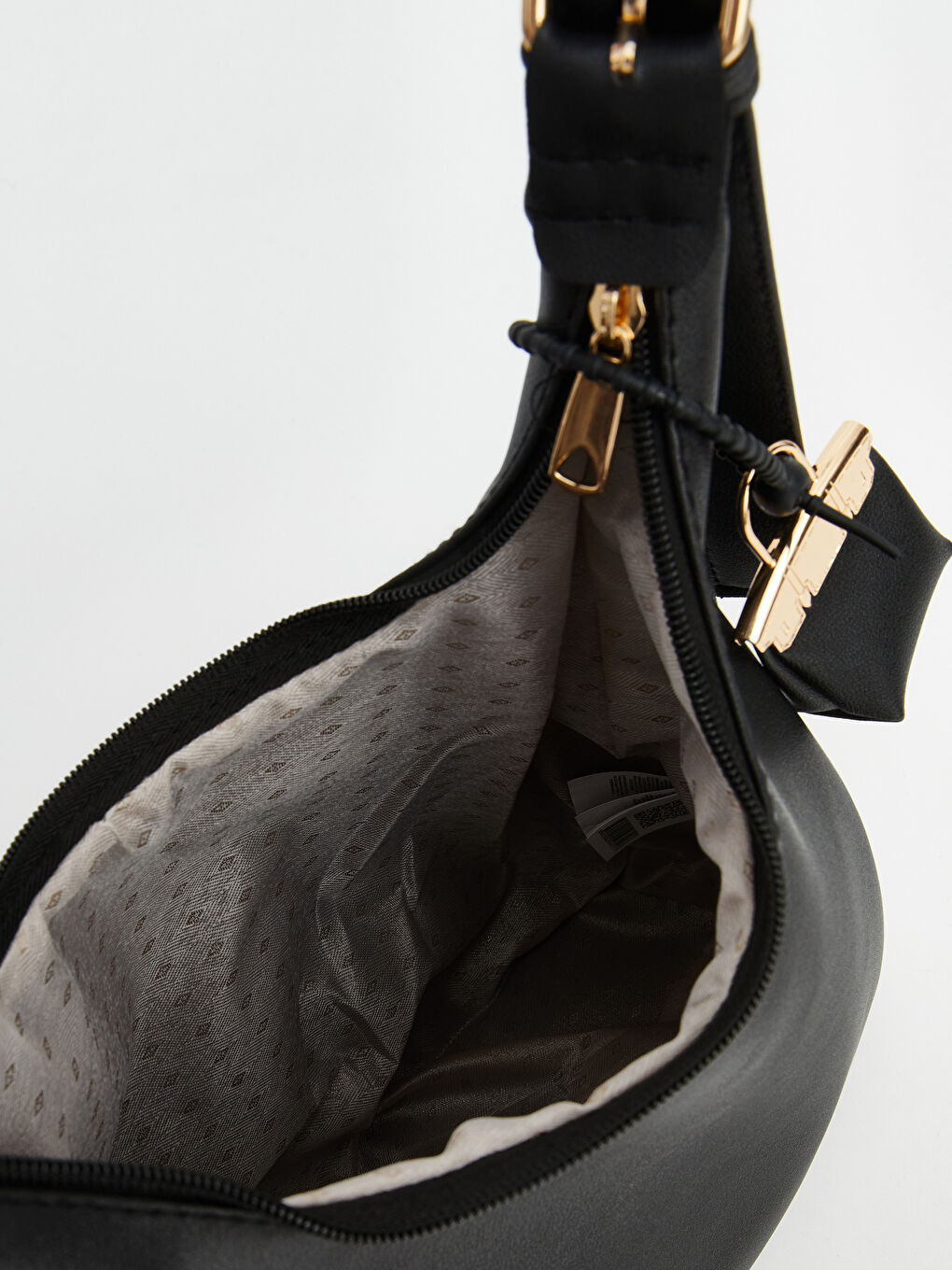 Siyah Deri Görünümlü Kadın Omuz Çantası-2