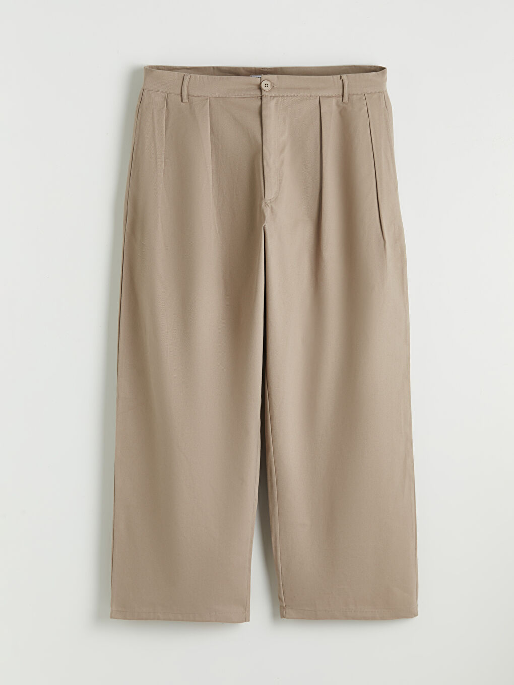 Bej Rahat Kalıp Erkek Pileli Pantolon-4