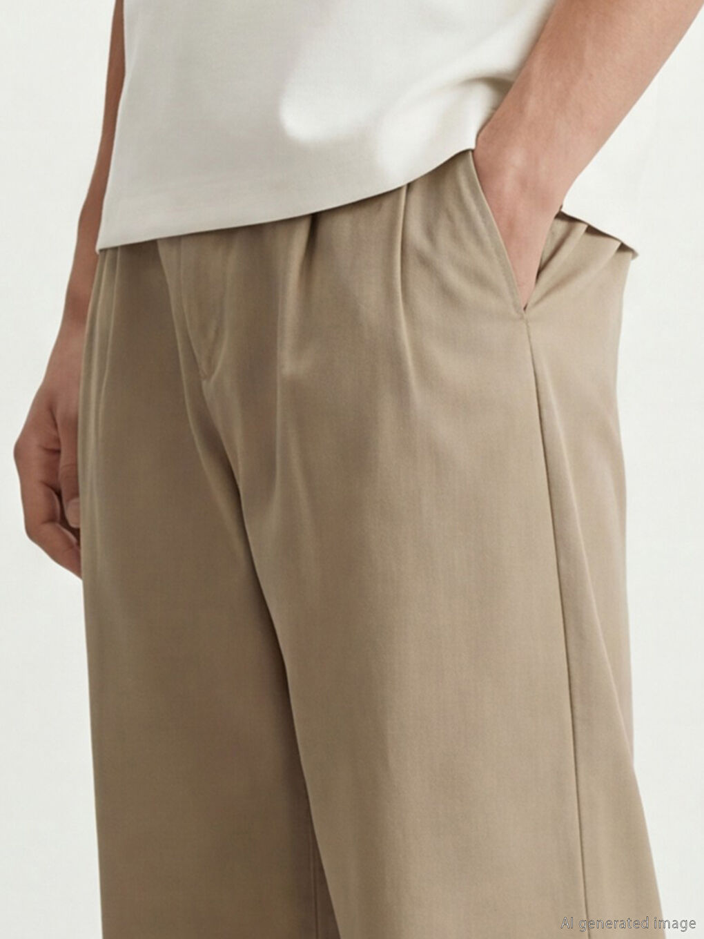 Bej Rahat Kalıp Erkek Pileli Pantolon-2