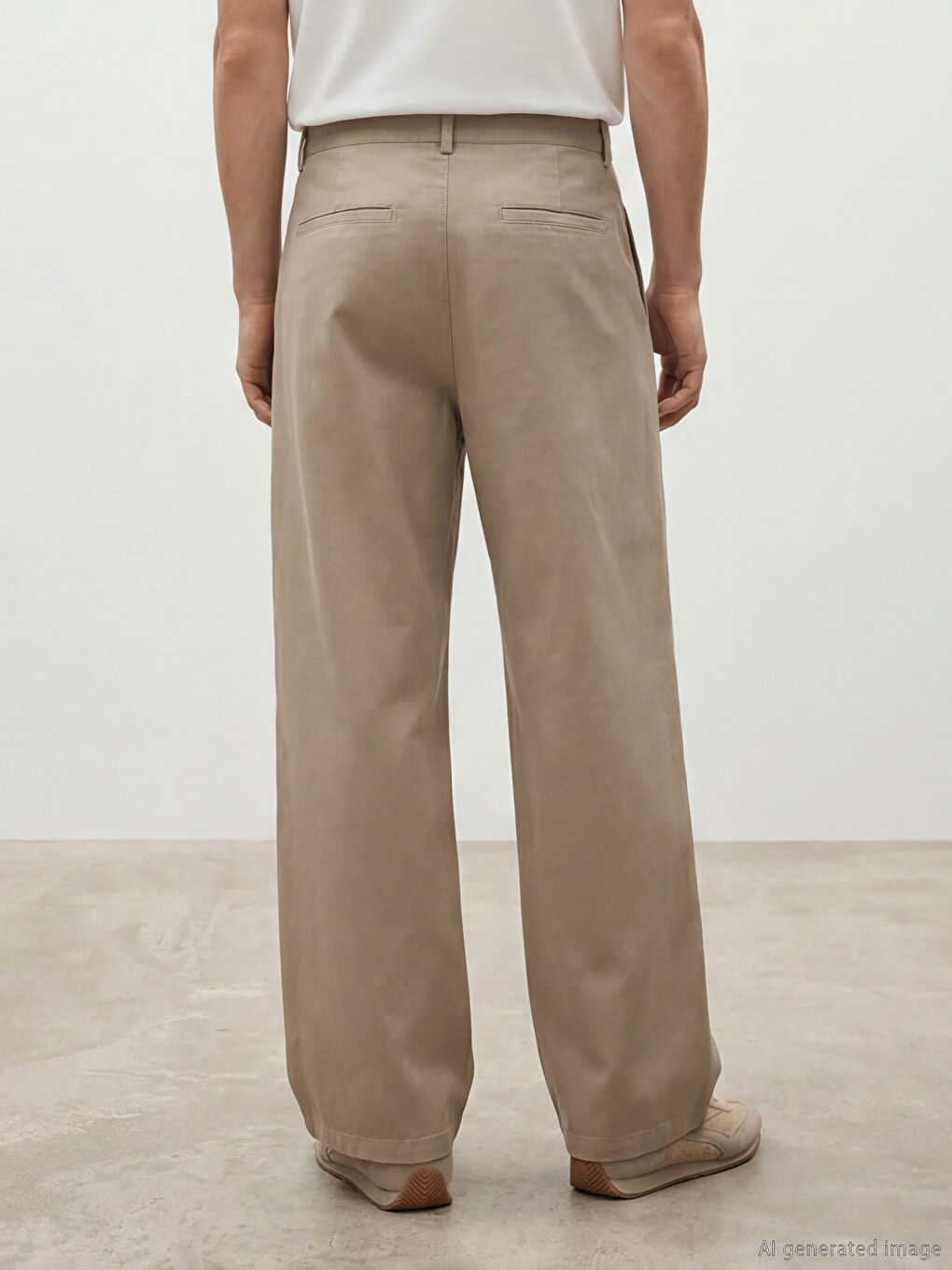 Bej Rahat Kalıp Erkek Pileli Pantolon-3