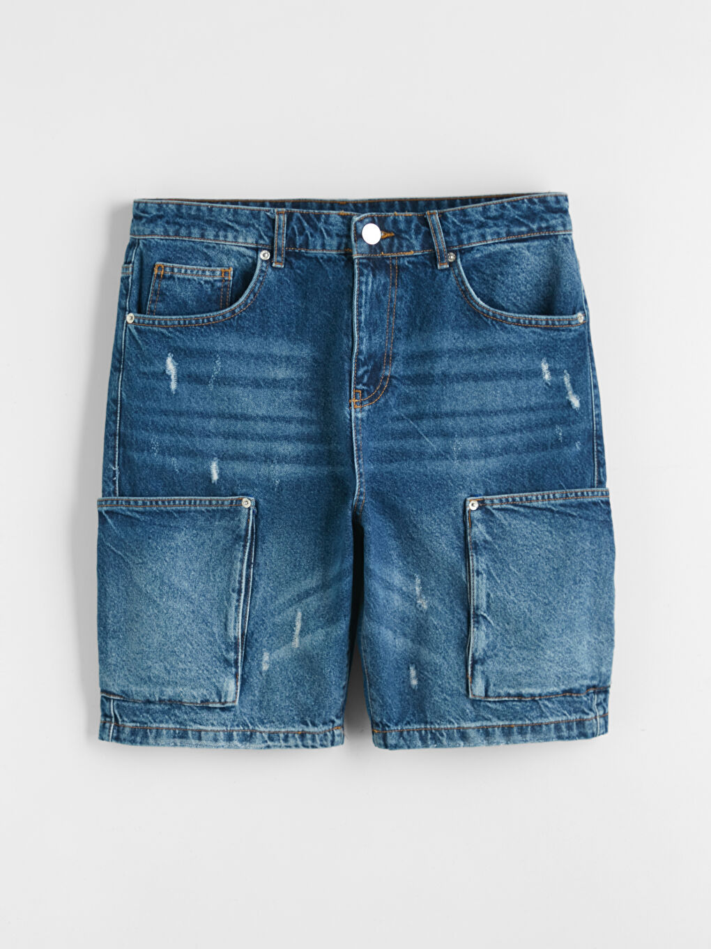 Lacivert Standart Kalıp Erkek Jean Şort