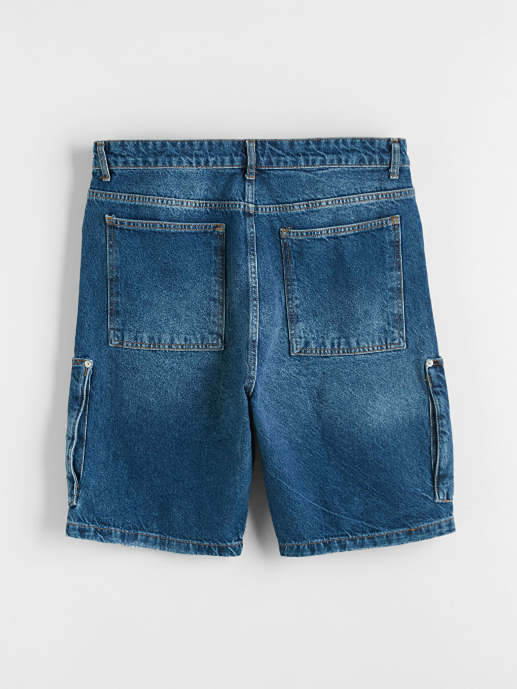 Lacivert Standart Kalıp Erkek Jean Şort-1