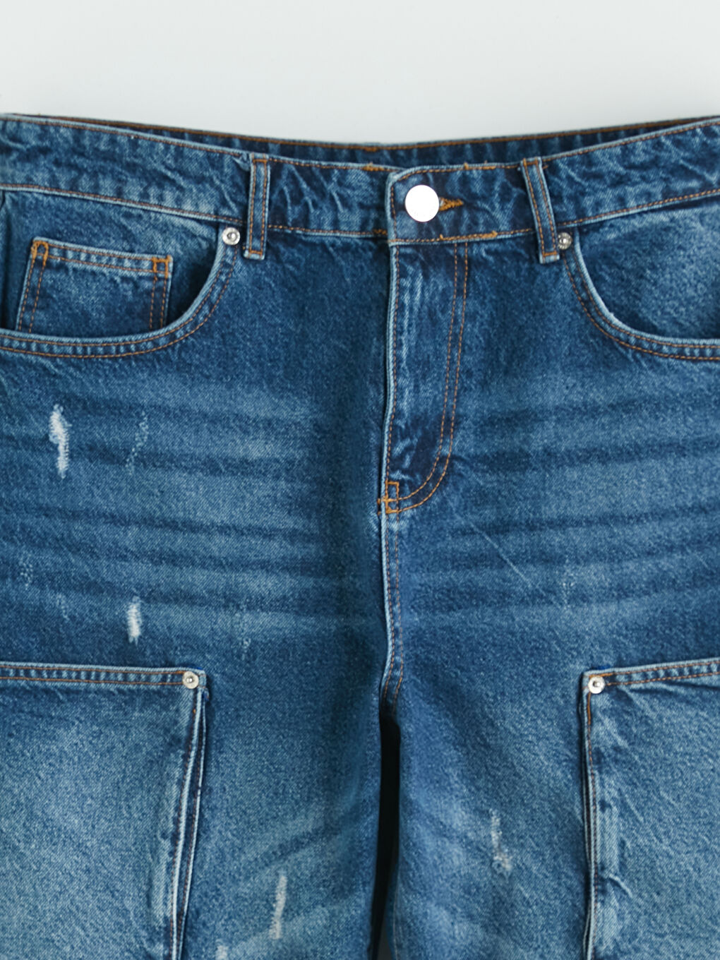 Lacivert Standart Kalıp Erkek Jean Şort-2