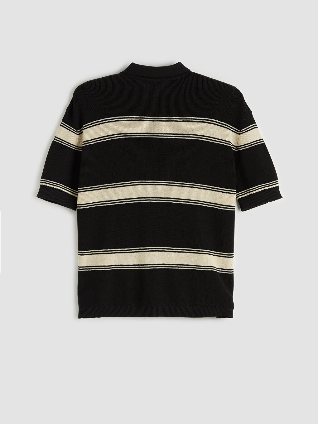 Siyah Rahat Kalıp Çizgili Erkek Triko Hırka-1