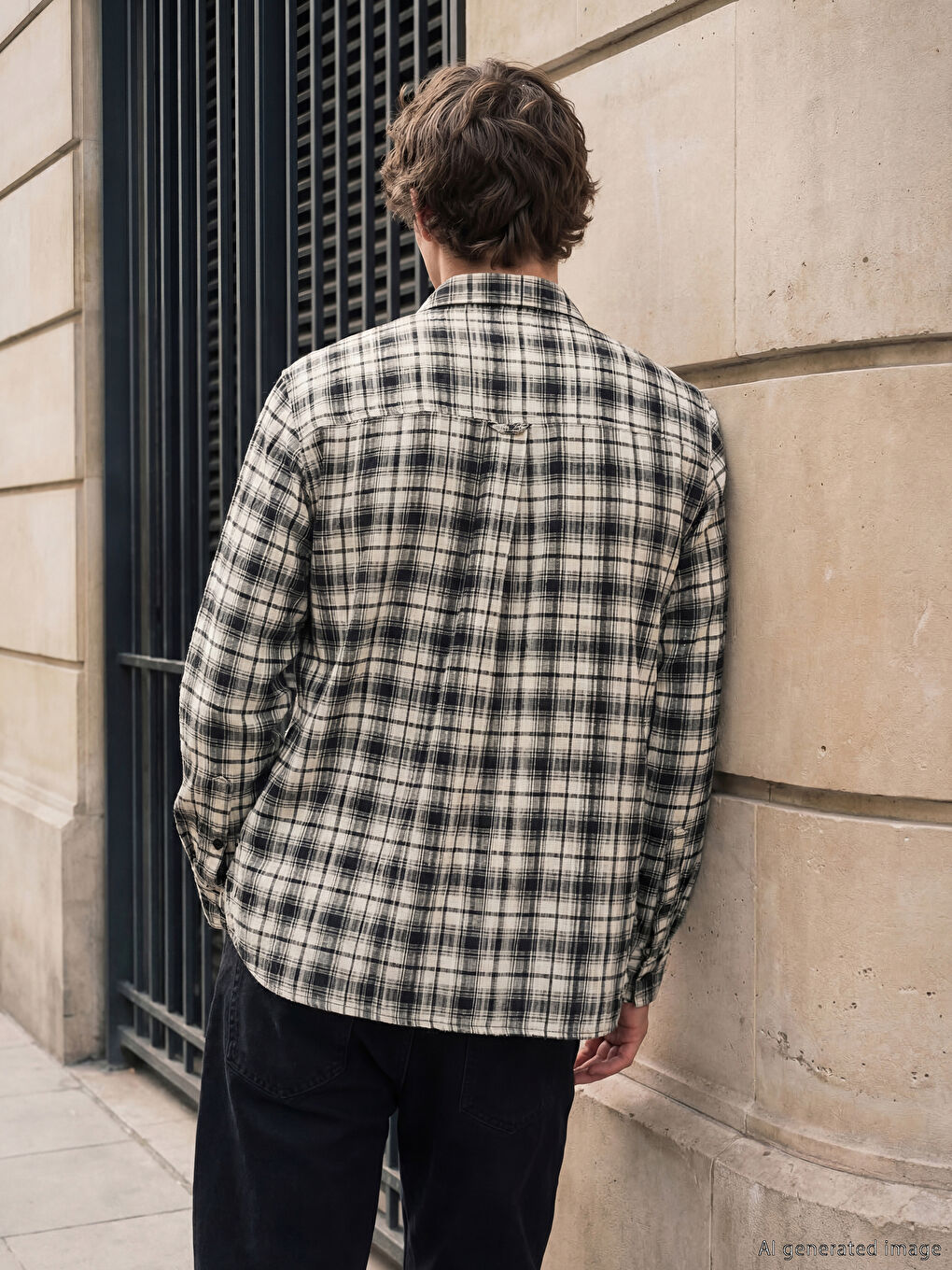 Bej Regular Fit Ekose Erkek Gömlek-2