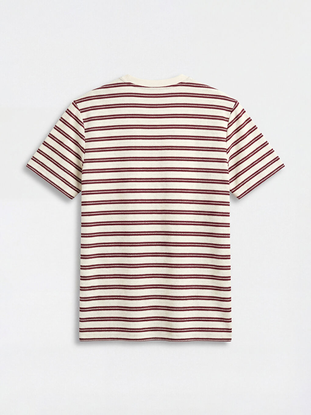 Ekru  Bisiklet Yaka Çizgili Triko Erkek Tişört-5