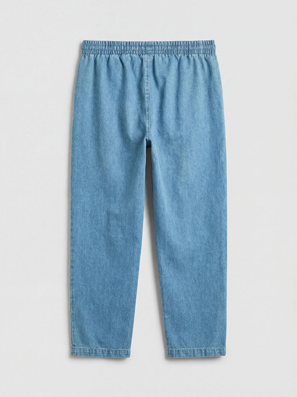 İndigo Beli Lastikli Mom Fit Kadın Jean Pantolon-1