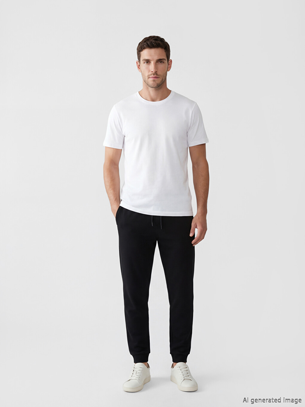 Siyah Standart Kalıp Erkek Jogger Pantolon