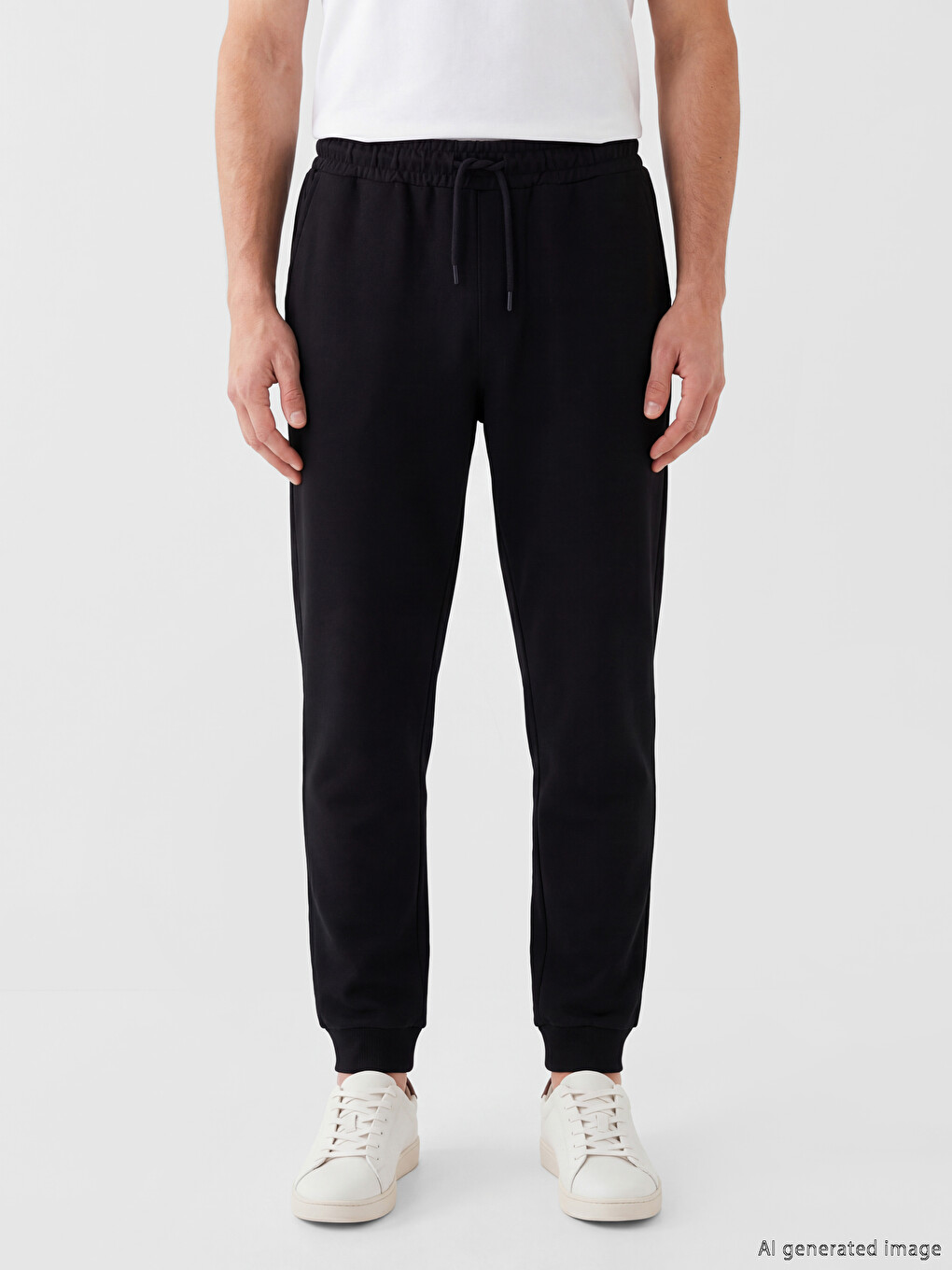 Siyah Standart Kalıp Erkek Jogger Pantolon-1