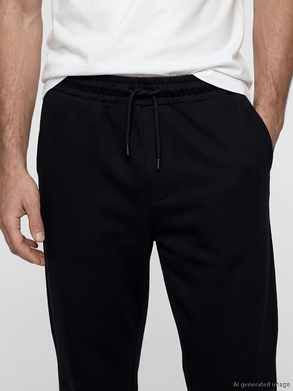 Siyah Standart Kalıp Erkek Jogger Pantolon-2