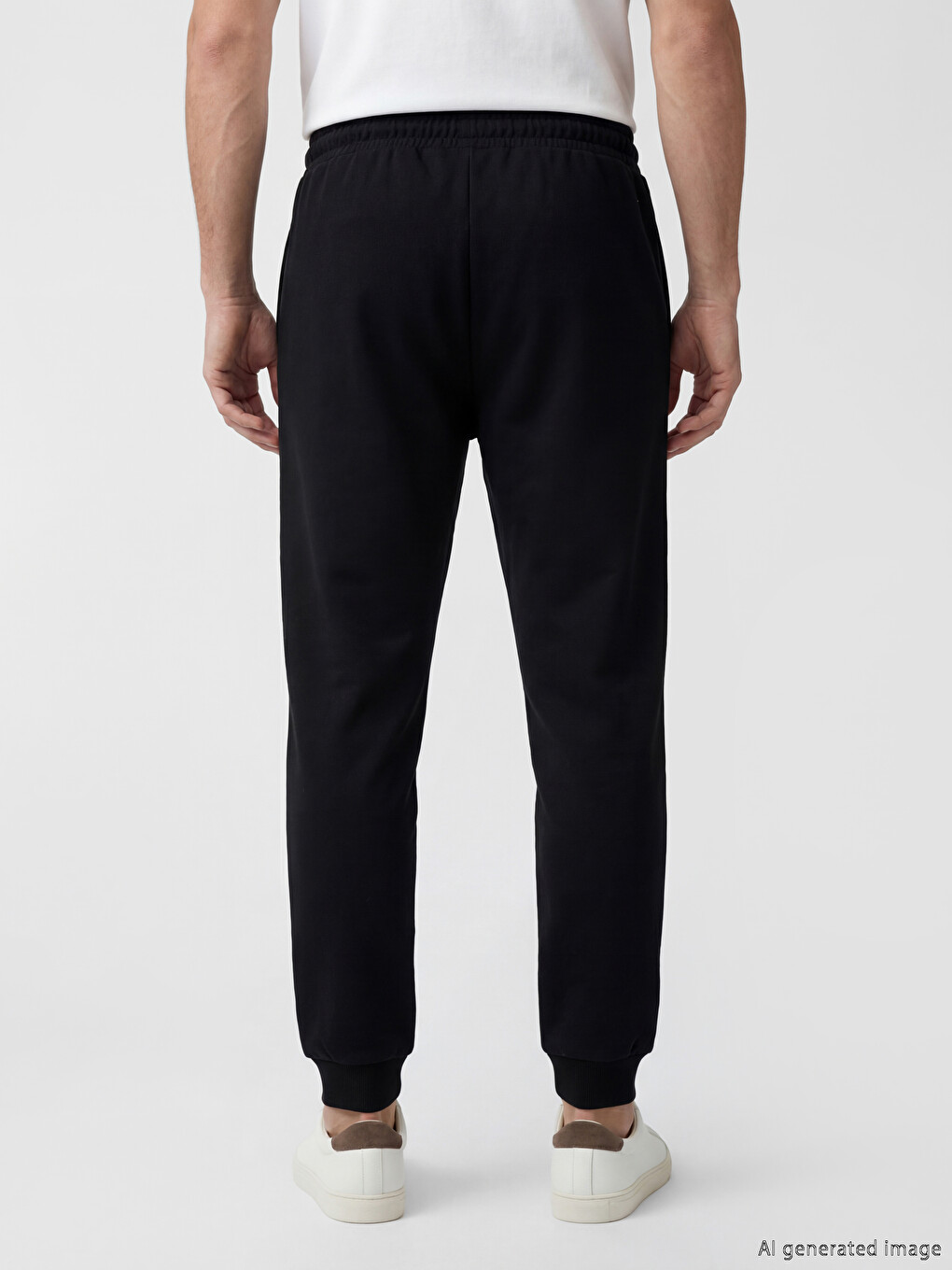Siyah Standart Kalıp Erkek Jogger Pantolon-3