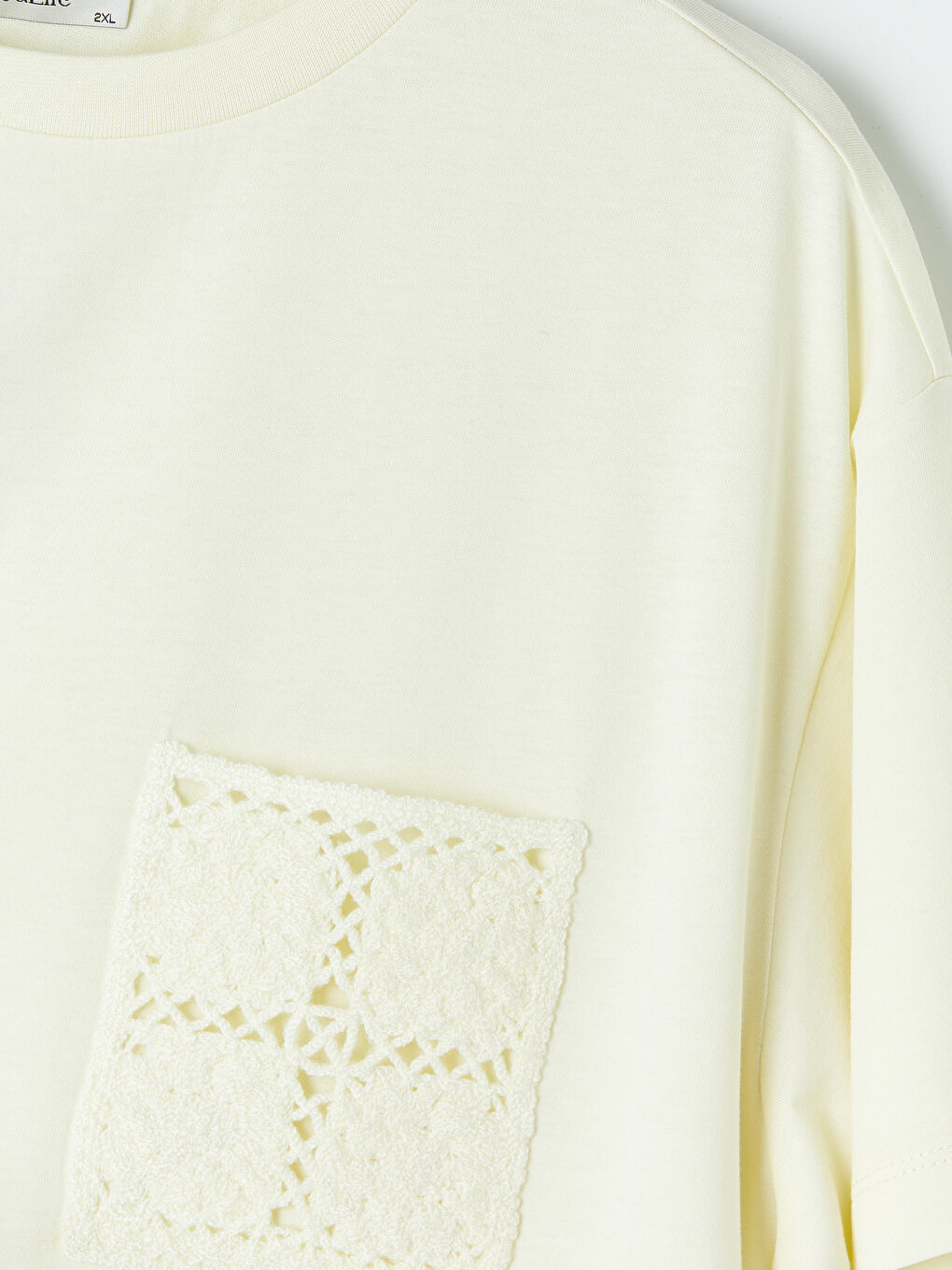 Sarı Bisiklet Yaka Dantel Cepli Bluz-6