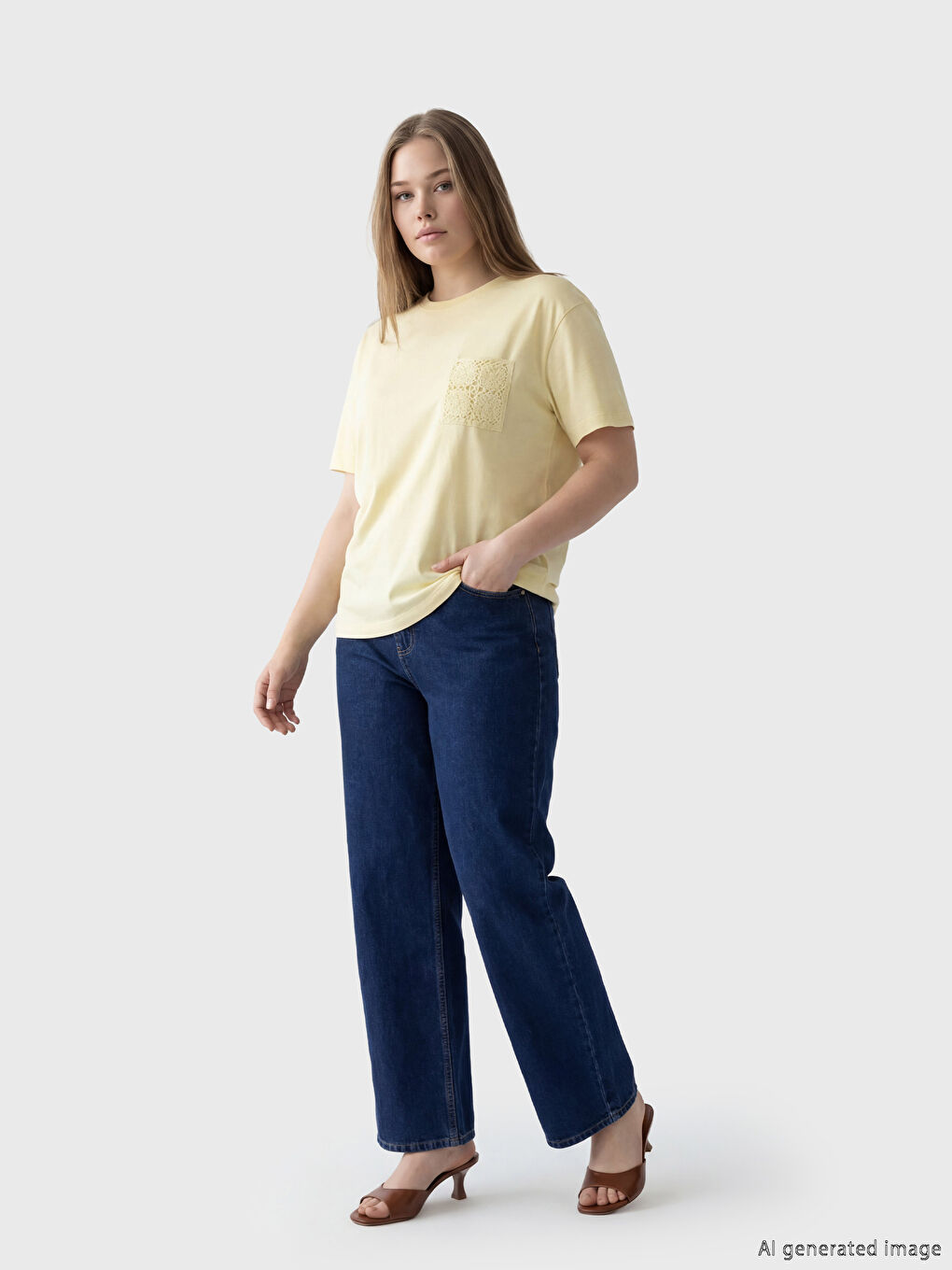 Sarı Bisiklet Yaka Dantel Cepli Bluz-1