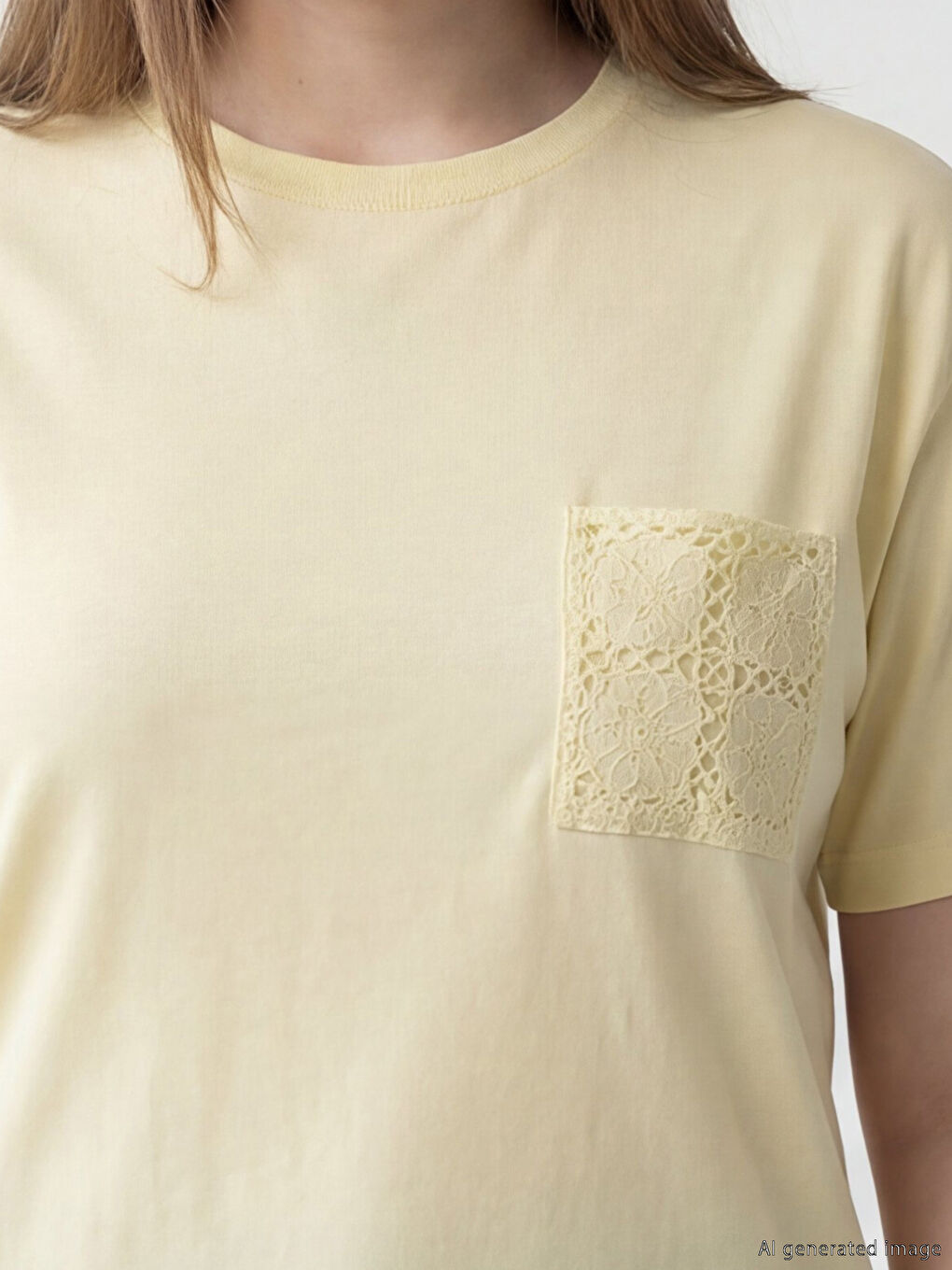 Sarı Bisiklet Yaka Dantel Cepli Bluz-2