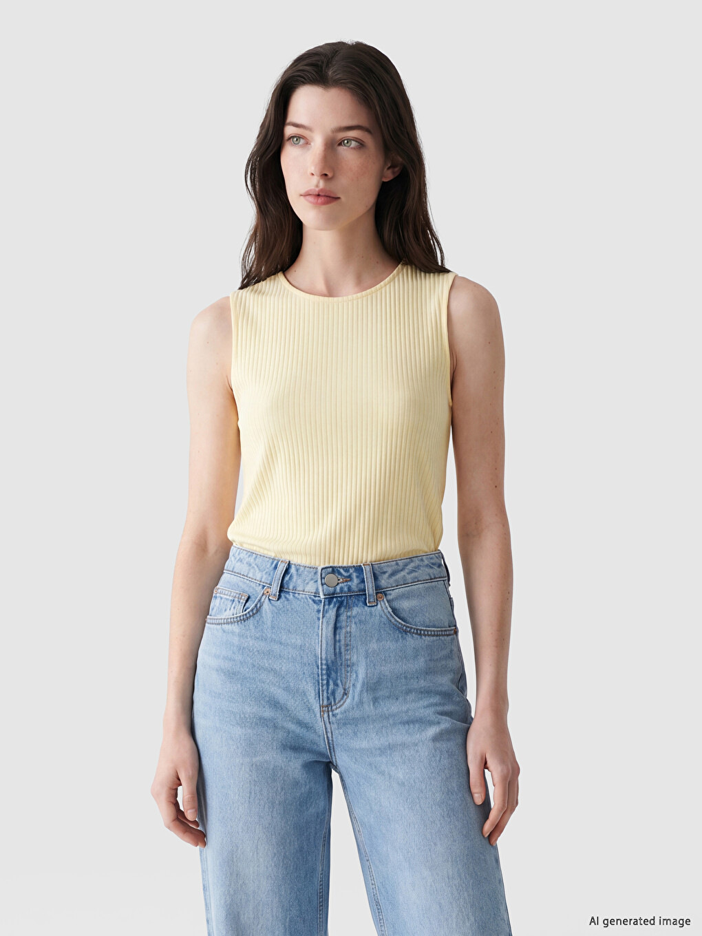 Crew Neck Women's Ribbed Tank Top