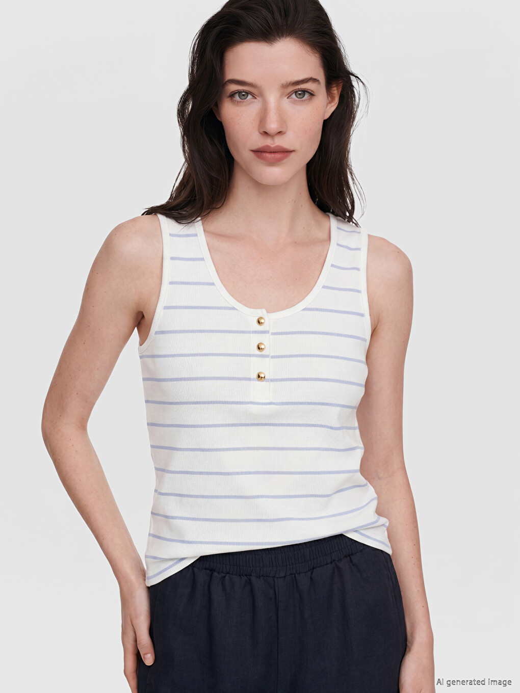 U Neck Striped Women's Tank Top